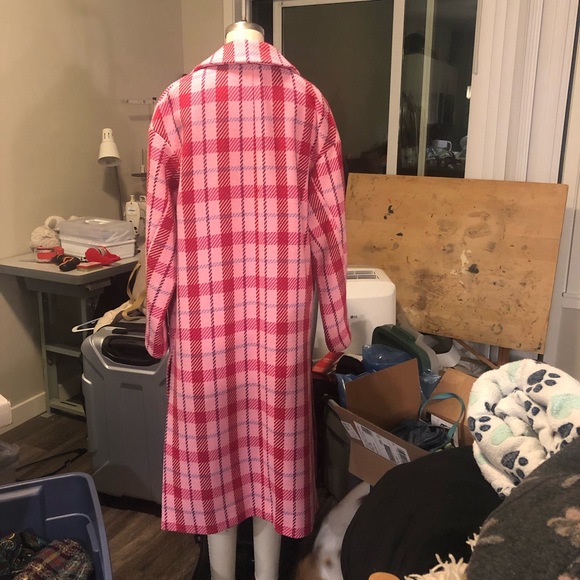 Suzy check side split jacket, pink plaid coat NWT - Picture 4 of 8